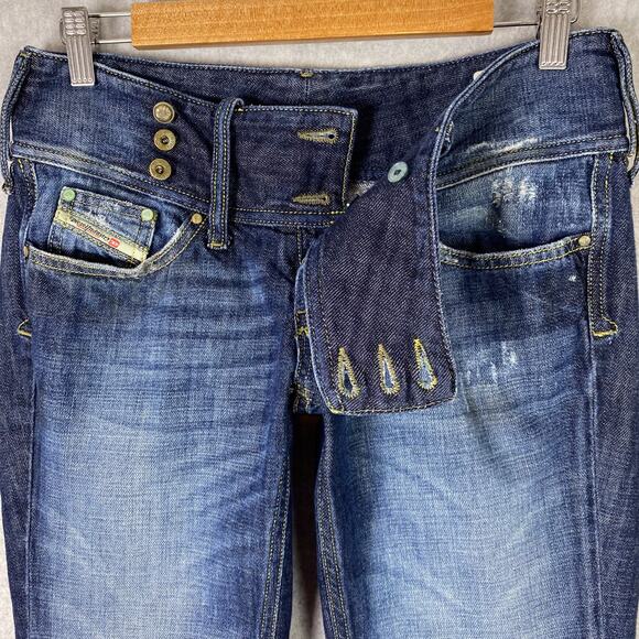 Diesel Womens 29x32 Cherock Slim Boot Cut Low Rise Jeans Distressed Y2K - Picture 5 of 13